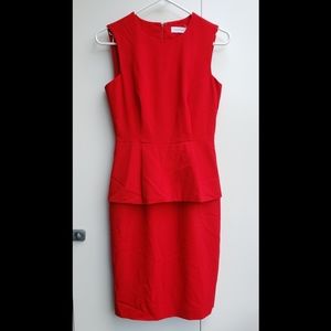 Calvin Klein Red Peplum Sheath Dress